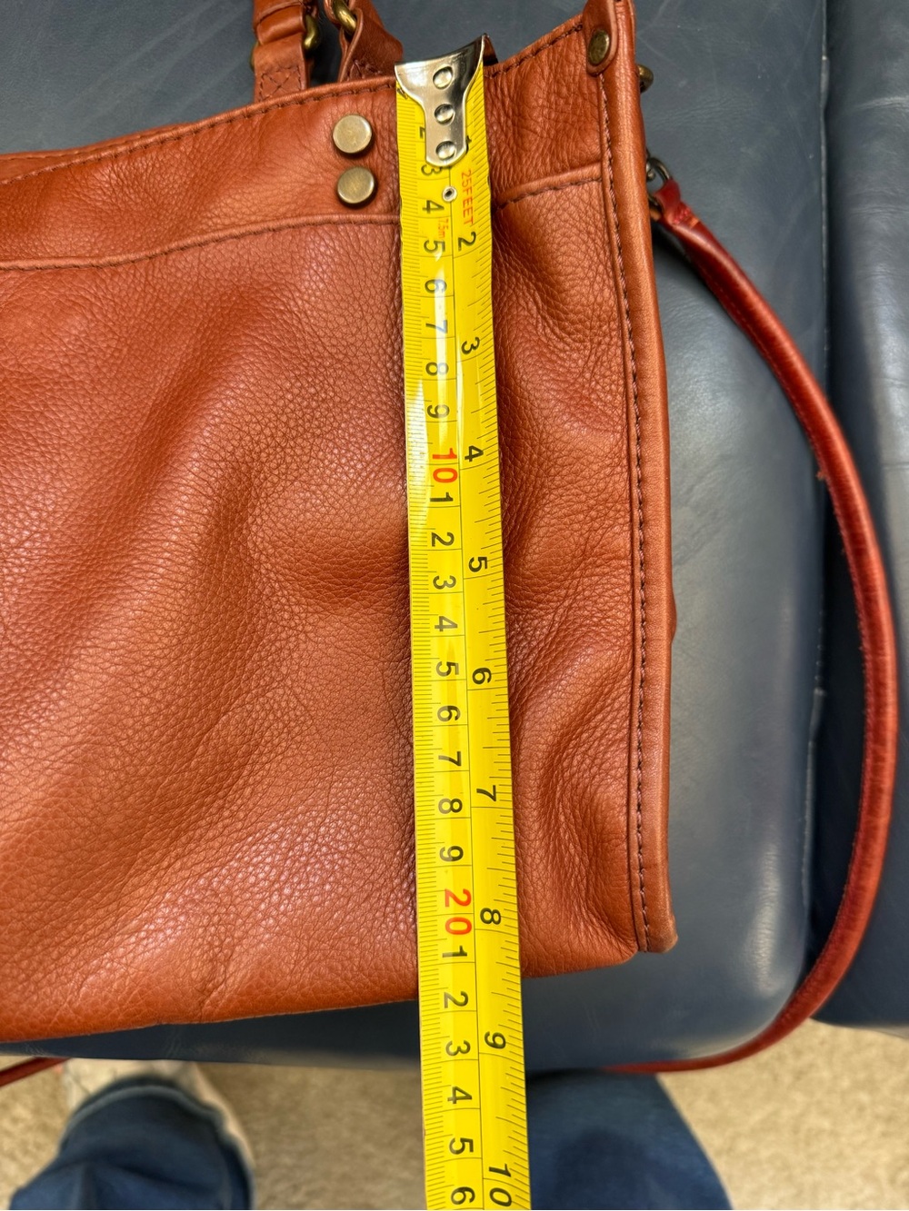 American Leather Co. Lenox Triple Entry Satchel – Soft Brandy Leather - Picture 8 of 8